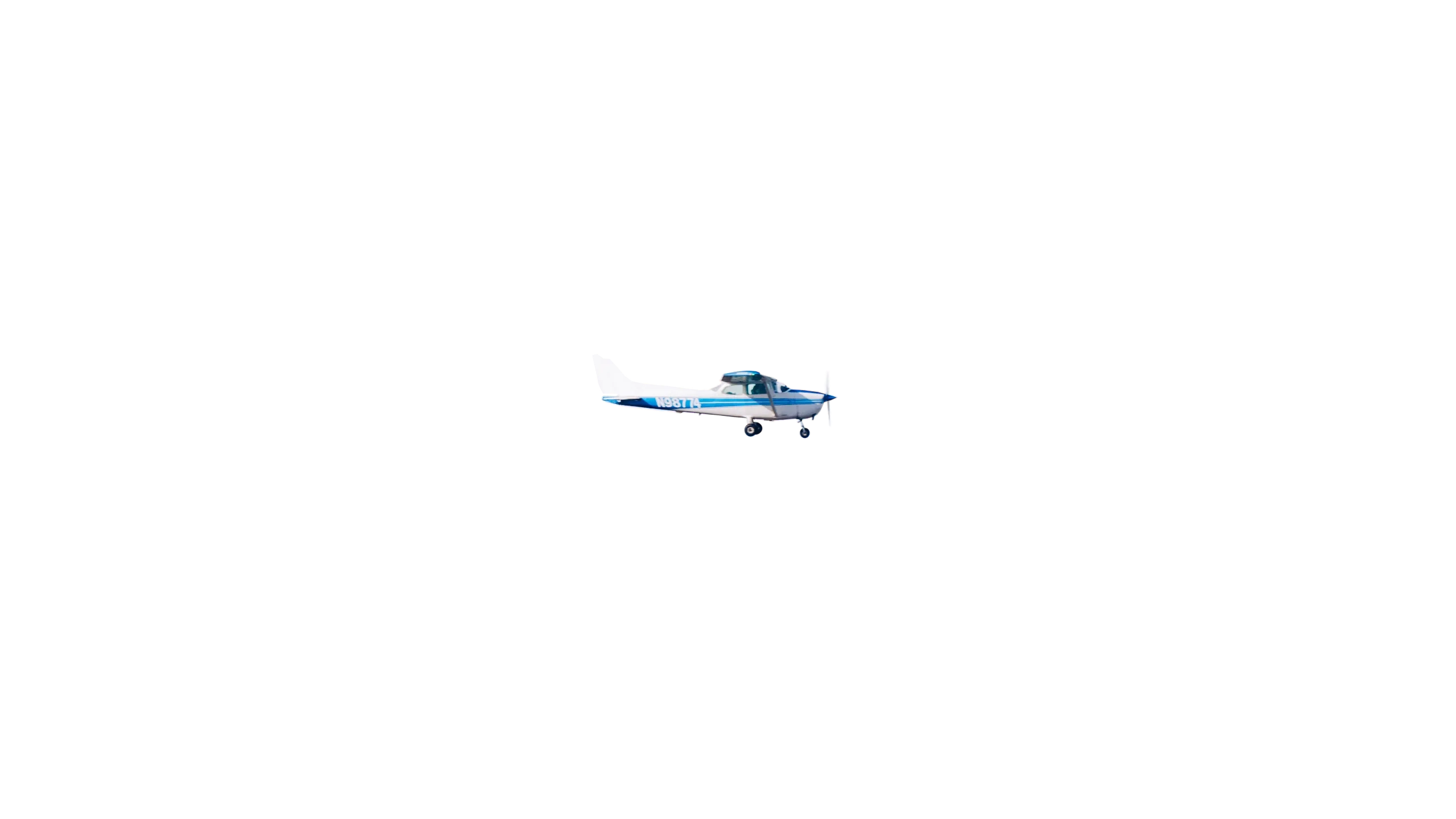 Airplane flying with transparent background