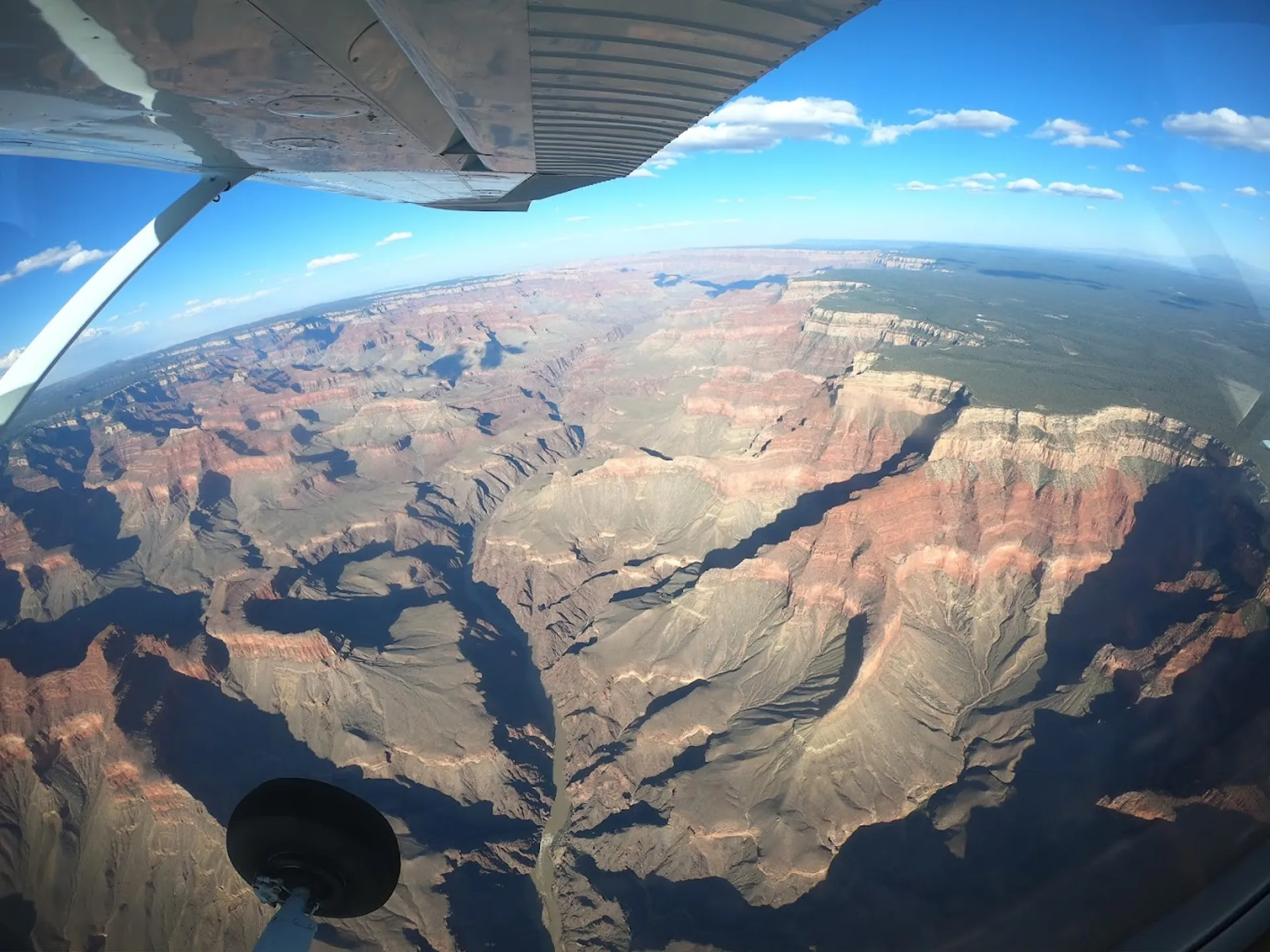 Grand Canyon seen from a flying airplane