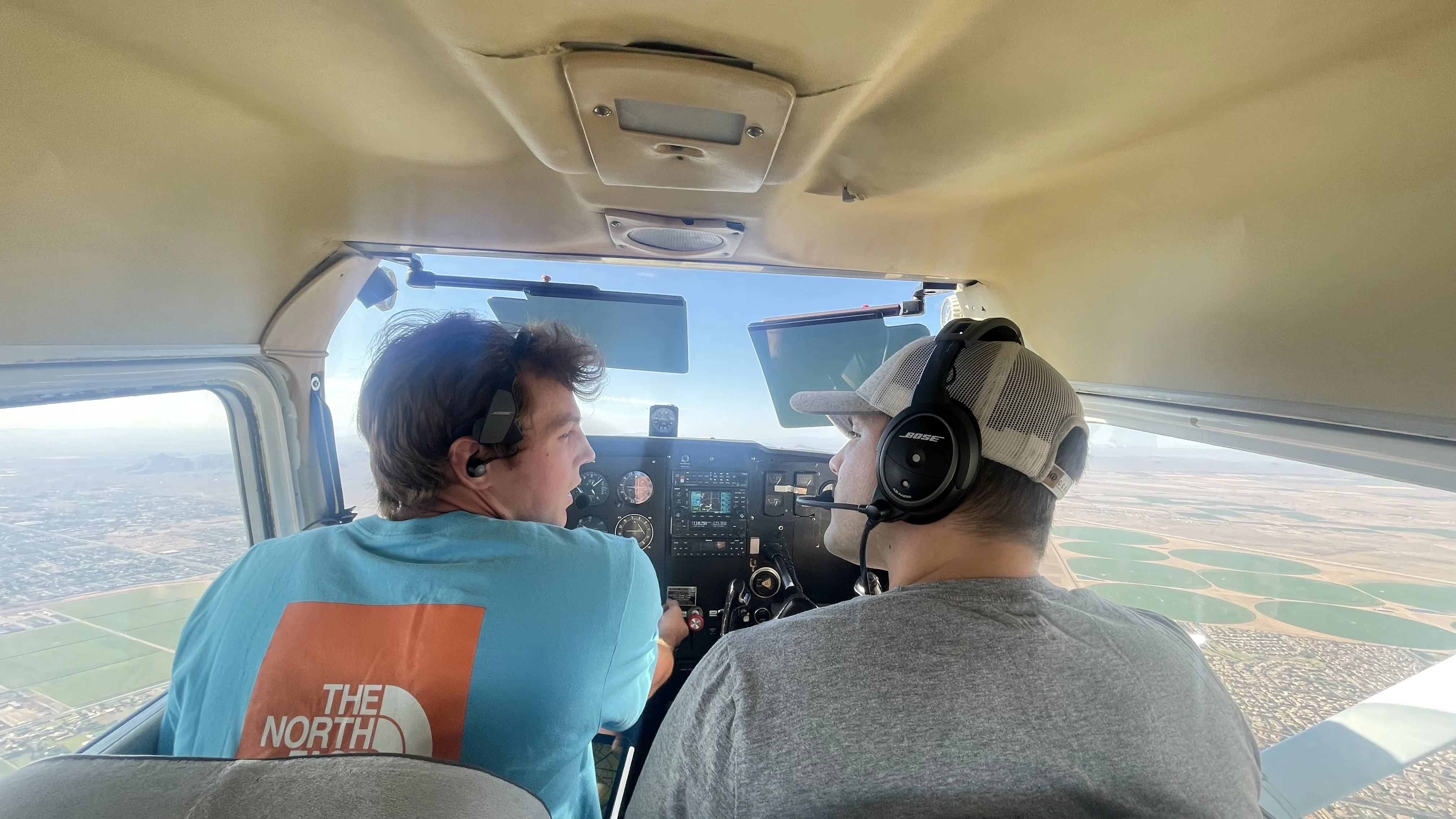 Student and CFI logging their flight hours over the Phoenix Valley